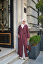 Women's Double Pocketed Muslin Long Kimono with Internal and External Button Fastening, Plum Color - 2
