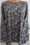Er Clothing Paper Print Combed Cotton Blouse Long-Sleeve O-Neck 3 Buttons Multicolor - 2