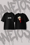 Blonde High Top Design Back Printed Cotton Black Oversize T-Shirt
