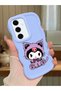 Samsung Galaxy S24 Fe Compatible Case with Camera Protection Blue Silicone Couple Phone Case Kuromi Pattern