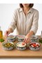 12 Piece Breakfast Set with 6 Enamel Covered Bowls, Breakfast Plate, Presentation Plate, Olive Plate, Jam Bowl, Cheese Plate, Gift, Dowry - 7