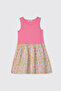 Girl's Crew Neck Long Sleeve Fuchsia Dress - 5