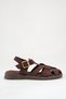 Bitter Brown Suede Women's Sandals with Cage Model Buckle Detail - 4