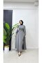 Stone Buckle Detailed Hijab Evening Dress