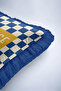 Checkered Geometric Gingham Fringed Pillowcase-Retro Pop Art Yellow Navy Blue Tassel Throw Pillow Cover - 8