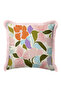 Floral Patterned Elegant Botanical Fringed Pillowcase-Pastel Floral Bohemian Pink Tassel Throw Pillow Cover - 2