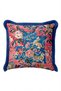 Exotic Tiger Floral Bohemian Fringe Pillowcase - Oriental Garden Navy Blue Tassel Throw Pillow Cover - 6