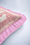 Exotic Tiger Motif Fringed Pillowcase-Palace Boho Cream Pink Tassel Throw Pillow Cover - 8