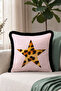 Star Leopard Design Stylish Fringed Pillowcase - Glam Animal Pink Black Tassel Throw Pillow Cover - 5