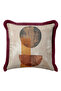 Abstract Geometric Decorative Formed Fringed Pillowcase - Minimal Beige Burgundy Tassel Throw Pillow Cover - 3