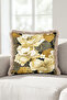 Floral Pattern Beige Fringed Pillowcase-Elegant Floral Modern Mustard Gray Mink Tassel Throw Pillow Cover - 3