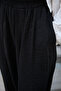 Women's Modal Trousers with Elastic Waist and Tie Cuffs, Black - 4