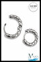 10mm Geometric Carved Pattern Premium Steel Hoop Earrings Unisex Silver Color - 3