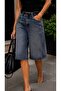 Women's High Waist Jeans Denim Bermuda Shorts Relaxed Fit Above Knee Summer Shorts - 3