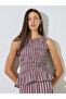 Burgundy Striped Sleeveless Peplum Top - 3