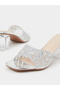 Silver Cut-Out Rhinestone Block Heel Mules - 3