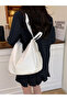 White Solid Zip Closure Backpack - 8
