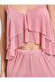 Pink Pack Of 3 - Ruffle Cropped Camisole, Flare Pants And Robe Set - 4