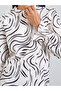 White Printed Ruffled Neck Blouse - 4