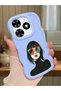 Tecno Spark Go 2024 Compatible Case Camera Protector Blue Silicone Couple Phone Case Girl Pattern