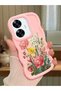 Realme C55 Compatible Case Camera Protector Pink Silicone Couple Phone Case Floral Pattern