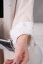 Women's Floral Embroidered Linen Kimono Top and Bottom Set - 5