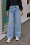 Julia Milano Women's Denim Pants Daily Casual Wear 90's Snow Wash Blue Lycra Super High Waist Loose Jeans Palazzo 2025