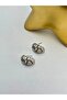 Black Zircon Stone Detailed Hoop Earrings (Steel) Silver - 3