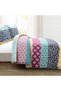 Bohemian Stripe Reversible 3 Piece Cotton Duvet Cover Set, King, Fuchsia & Orange - 2