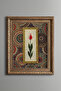 Red Tulip Motif Painting with Marbled Background - Vintage Patterned Painting - Thick Model