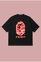 Pink Glitch Bape Printed Oversize Boxy Cut Unisex 100% Cotton Tshirt |   Streetwear