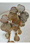Gold Color Zircon Stone Flower Wire Earrings (8.5 cm) - 2