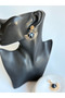 Gold Color Black Dangle Sun Earrings (4.5 cm) - 5