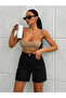 Women's Black High-Waisted Denim Bermuda Shorts – Comfortable Fit Jean Shorts