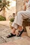 Women's Black Stone Buckle Double Strap Daily Slippers Orthopedic Comfortable Non-Slip Sole - 3
