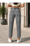 Women's Gray High Waist Mom Fit Ripped Detailed Denim Jean Trousers - 2