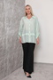 Plus Size Casual Shirt V-Neck Long Sleeve Solid Color Women's Shirt - 4