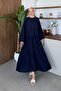 Dilan Linen Skirt Suit Navy Blue