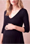 Maternity Black Viscose Blend V-Neck Long Sleeve Underbust Gathered Blouse Martha - 3