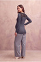 Maternity Maternity Gray Viscose Double Breasted V-Neck Long Sleeve Back Lace Nursing Blouse with Inner Undershirt Jenny - 4