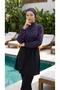 Full Coverage Eye-Catching Beachwear Swim Hijab Swimsuit with Elastic Adjustable Waistband and Gift Bag - 6