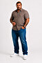 Men's Large Size Short Sleeve Pocketless Linen Shirt 11310 Dark Brown - 2