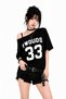 Women's Y2K Black Boat Neck Printed 100% Cotton Oversize T-Shirt