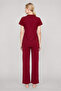 Women's Burgundy Classic Shirt Collar Pajama Set - 4