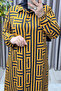 Women's Clothing Plus Size Space Fabric Maze Pattern Buttoned Shirt Dress - 4