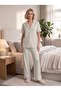 New Season Green Striped Full Buttoned Stylish Design Short Sleeve 100% Cotton Pajama Set - 8