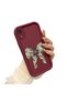 iPhone Xr Compatible Case Camera Protector Claret Red Silicone Couple Phone Case Bow Tie Pattern - 2