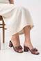 Women's Brown Polka Dot Ribbon Thick Heeled Daily Slippers