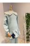 Girl's Mint Green Scallop Collar Tunic Pants Muslin Set Long Sleeve Comfortable Fit Cotton - 3