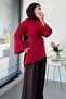 Asymmetrical Cut Tie-Back Poplin Blouse - Red - 6